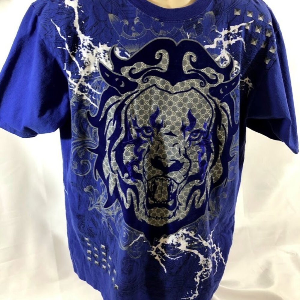 Russo Spirit Blue Velvet Lion Men's T-shirt XL